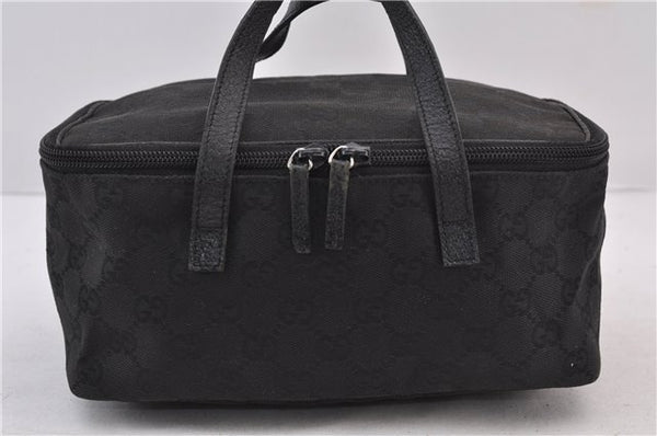 Authentic GUCCI Vanity Hand Bag GG Canvas Leather 124540 Black 2028D