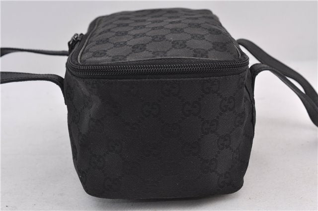 Authentic GUCCI Vanity Hand Bag GG Canvas Leather 124540 Black 2028D