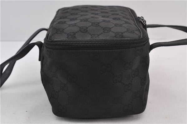 Authentic GUCCI Vanity Hand Bag GG Canvas Leather 124540 Black 2028D
