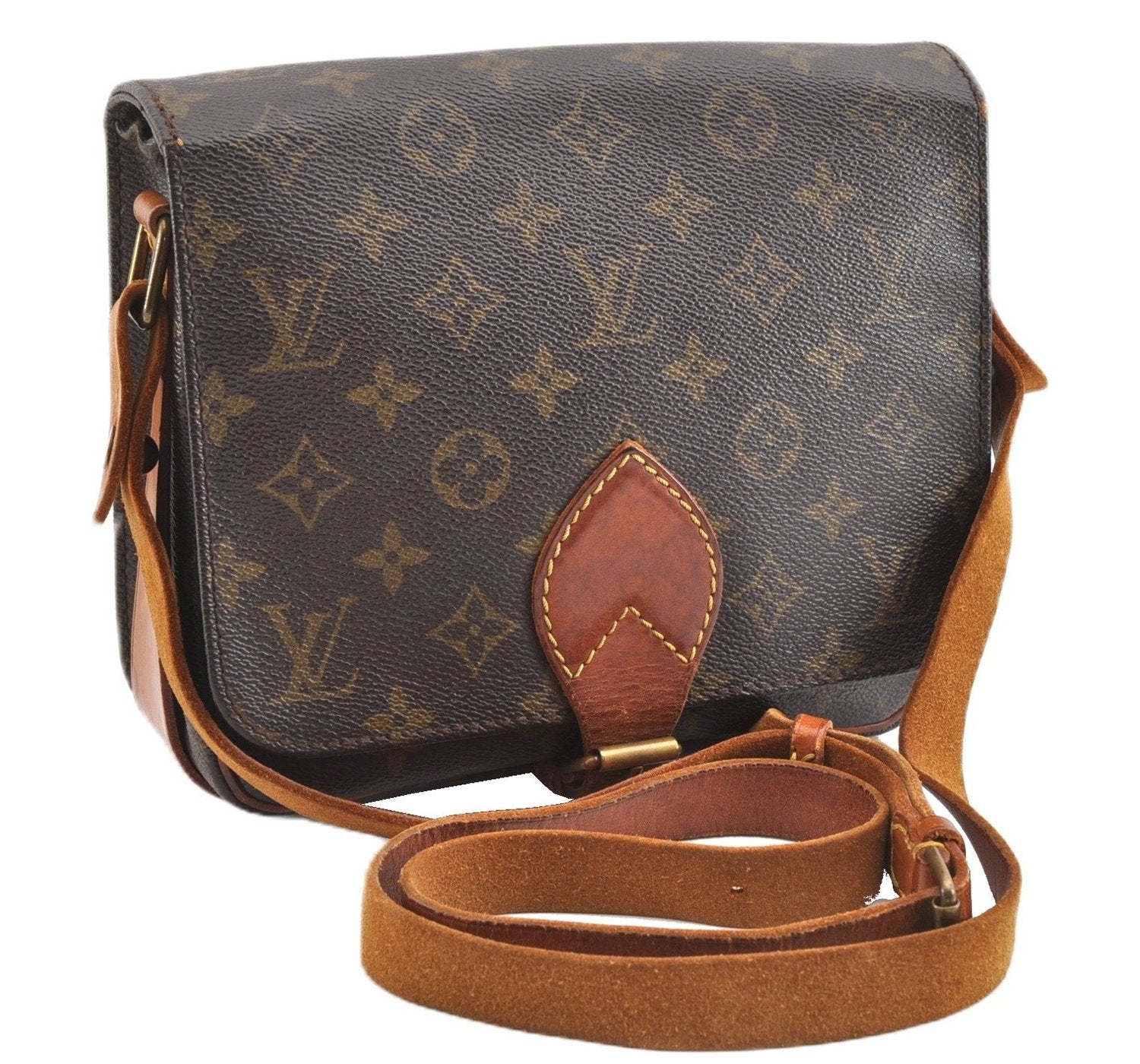 Authentic Louis Vuitton Monogram Cartouchiere MM M51253 Shoulder Cross Bag 2030G