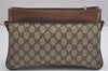 Authentic GUCCI Web Sherry Line Shoulder Bag GG PVC Leather Brown Junk 2032I