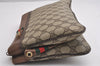 Authentic GUCCI Web Sherry Line Shoulder Bag GG PVC Leather Brown Junk 2032I