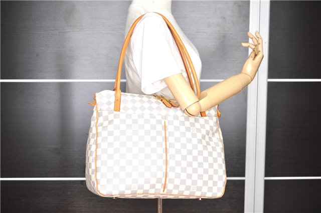 Authentic Louis Vuitton Damier Azur Figheri GM Shoulder Tote Bag N41175 LV 2036G
