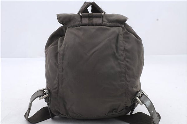 Authentic PRADA Nylon Leather Backpack Khaki Green 2037D