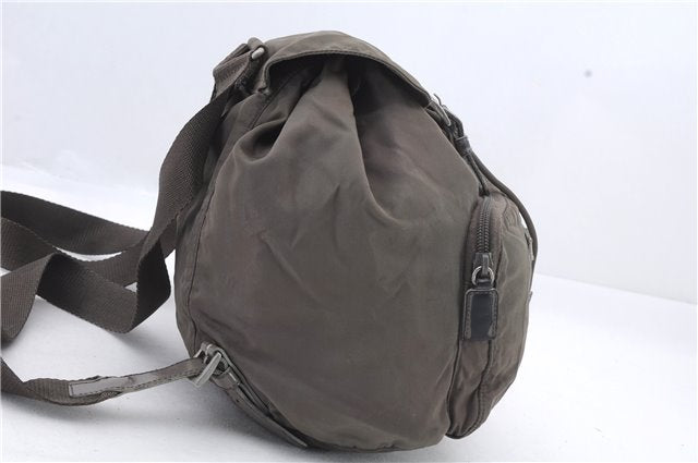 Authentic PRADA Nylon Leather Backpack Khaki Green 2037D