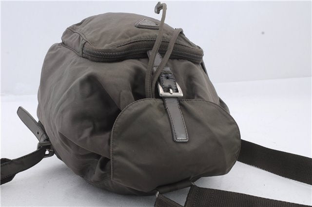 Authentic PRADA Nylon Leather Backpack Khaki Green 2037D