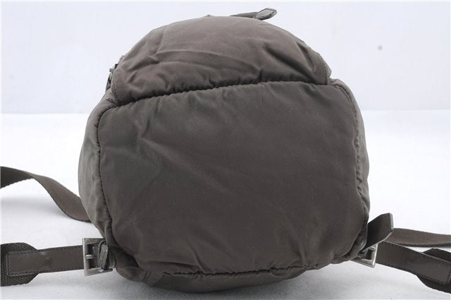 Authentic PRADA Nylon Leather Backpack Khaki Green 2037D