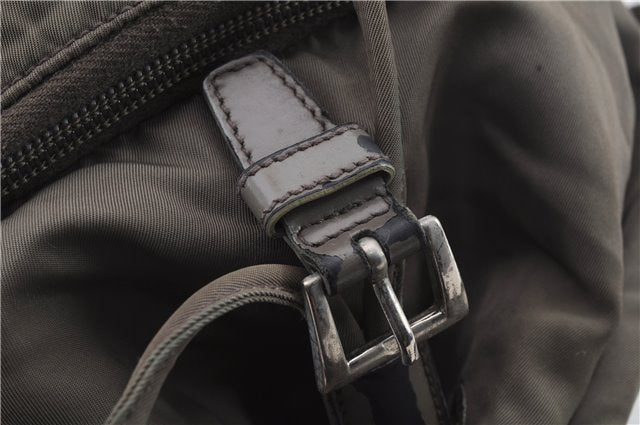 Authentic PRADA Nylon Leather Backpack Khaki Green 2037D