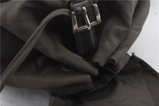 Authentic PRADA Nylon Leather Backpack Khaki Green 2037D