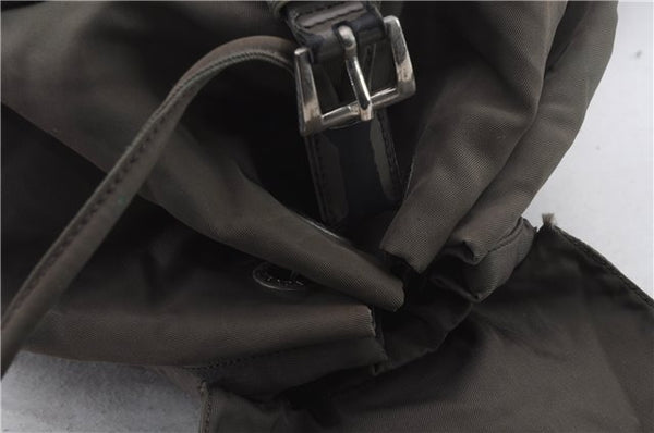 Authentic PRADA Nylon Leather Backpack Khaki Green 2037D