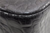 Authentic Ferragamo Gancini Vintage Leather Shoulder Bag Black 2038G