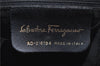 Authentic Ferragamo Gancini Vintage Leather Shoulder Bag Black 2038G