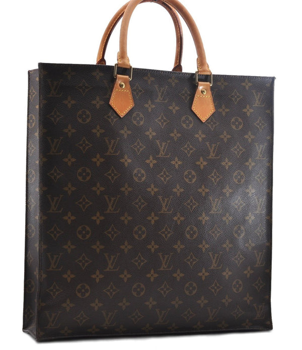 Authentic Louis Vuitton Monogram Sac Plat Hand Bag M51140 LV 2039D