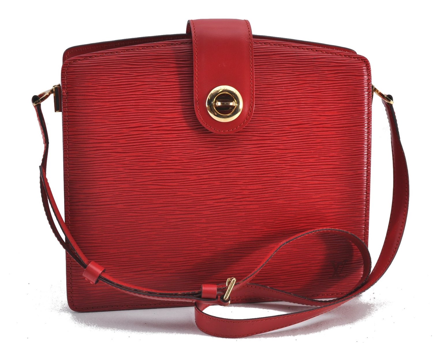 Authentic Louis Vuitton Epi Capucines Shoulder Crossbody Bag Red M52347 LV 2041F