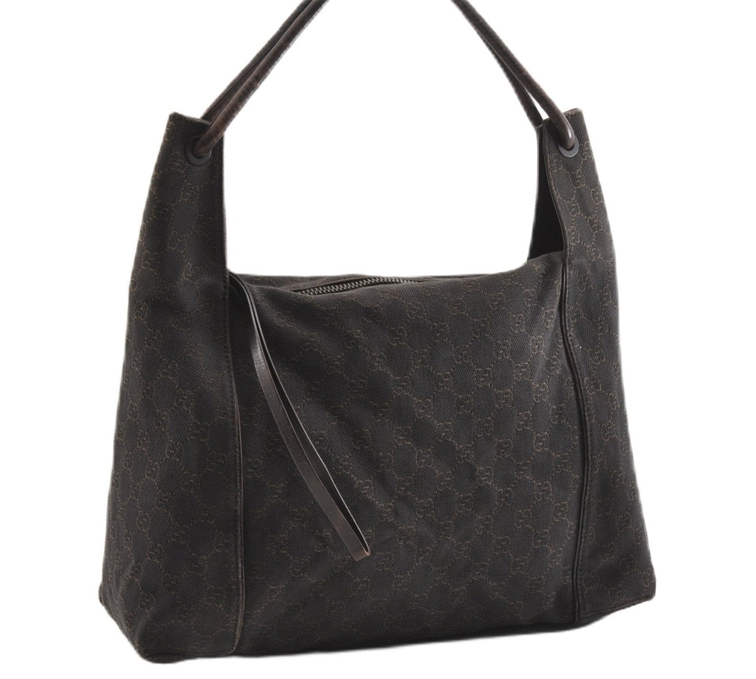 Authentic GUCCI Vintage Shoulder Hand Bag GG Canvas Leather 101292 Brown 2041G