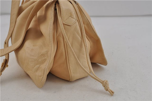Authentic LOEWE Nappa Leather Anagram Shoulder Cross Body Bag Purse Beige 2043D