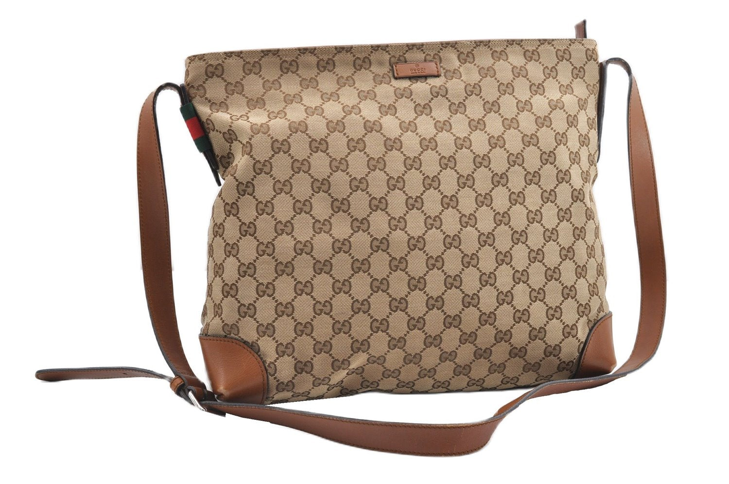Authentic GUCCI Shoulder Cross Body Bag GG Canvas Leather 308930 Brown 2043G