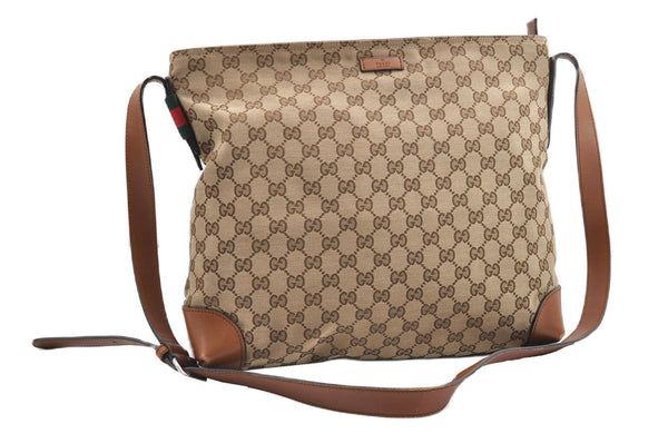 Authentic GUCCI Shoulder Cross Body Bag GG Canvas Leather 308930 Brown 2043G