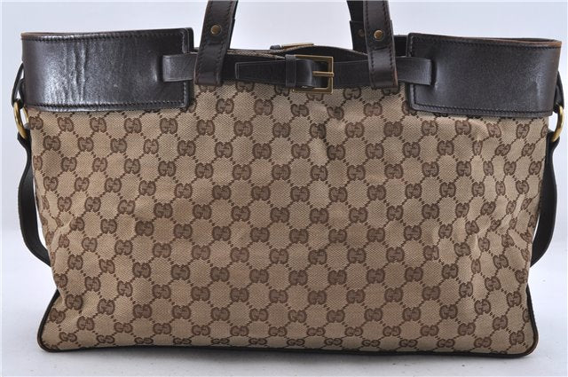 Authentic GUCCI Shoulder Hand Bag GG Canvas Leather 106251 Brown 2044D