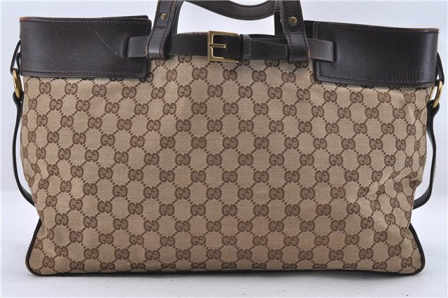 Authentic GUCCI Shoulder Hand Bag GG Canvas Leather 106251 Brown 2044D