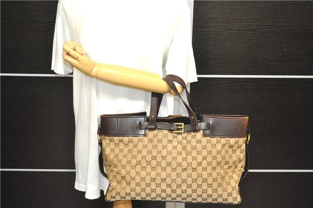 Authentic GUCCI Shoulder Hand Bag GG Canvas Leather 106251 Brown 2044D