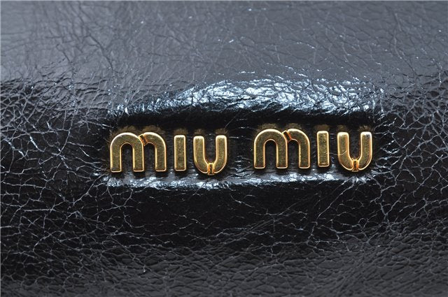 Authentic MIU MIU Leather Chain Shoulder Cross Body Bag Purse Black 2045C