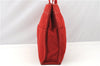 Authentic HERMES Deauville MM Hand Tote Bag Canvas Red 2045G