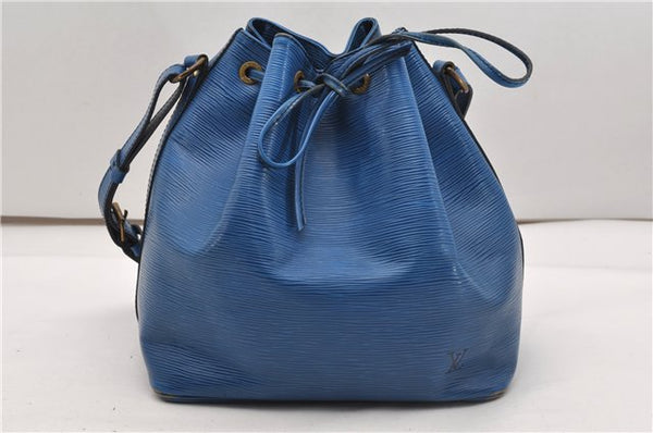 Authentic Louis Vuitton Epi Petit Noe Shoulder Drawstring Bag M44105 Blue 2047G