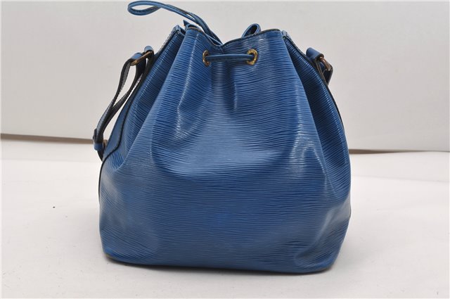 Authentic Louis Vuitton Epi Petit Noe Shoulder Drawstring Bag M44105 Blue 2047G