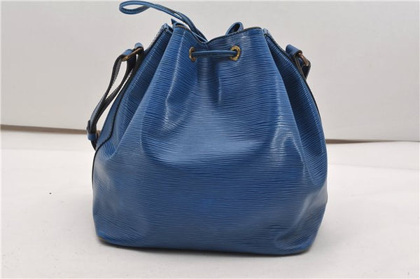 Authentic Louis Vuitton Epi Petit Noe Shoulder Drawstring Bag M44105 Blue 2047G