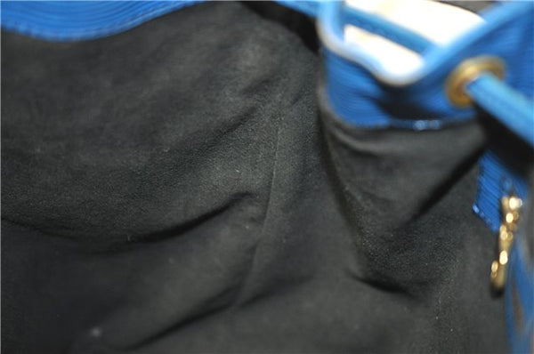 Authentic Louis Vuitton Epi Petit Noe Shoulder Drawstring Bag M44105 Blue 2047G