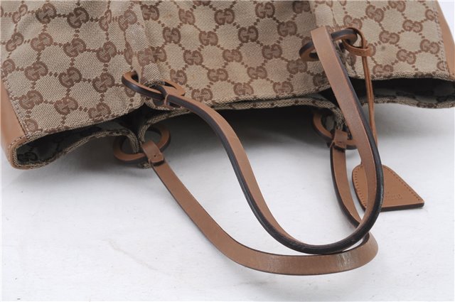 Authentic GUCCI Shoulder Tote Bag GG Canvas Leather 94898 Brown 2048D