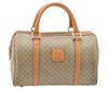 Authentic CELINE Macadam Blason Pattern Hand Boston Bag PVC Leather Beige 2049G
