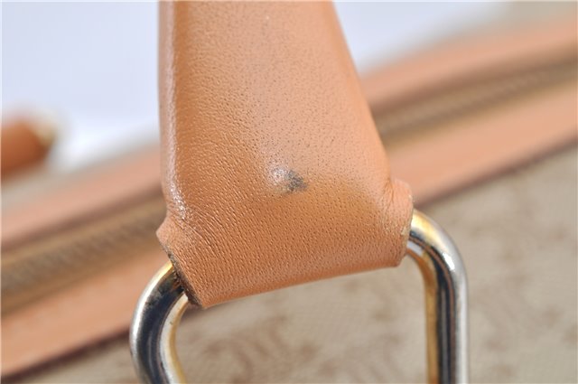 Authentic CELINE Macadam Blason Pattern Hand Boston Bag PVC Leather Beige 2049G