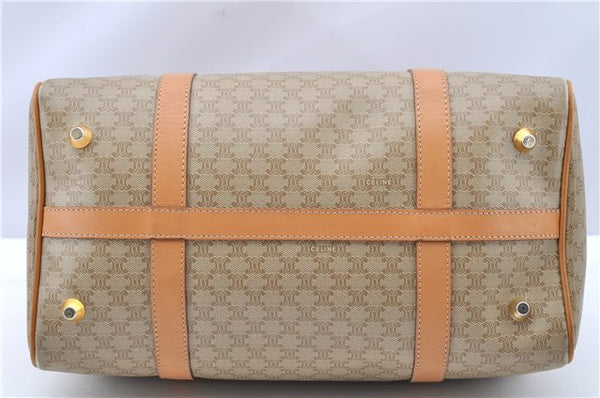 Authentic CELINE Macadam Blason Pattern Hand Boston Bag PVC Leather Beige 2049G