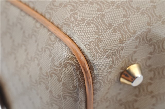 Authentic CELINE Macadam Blason Pattern Hand Boston Bag PVC Leather Beige 2049G