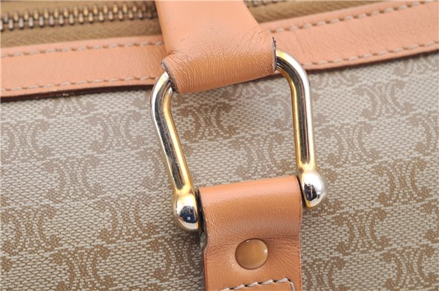 Authentic CELINE Macadam Blason Pattern Hand Boston Bag PVC Leather Beige 2049G