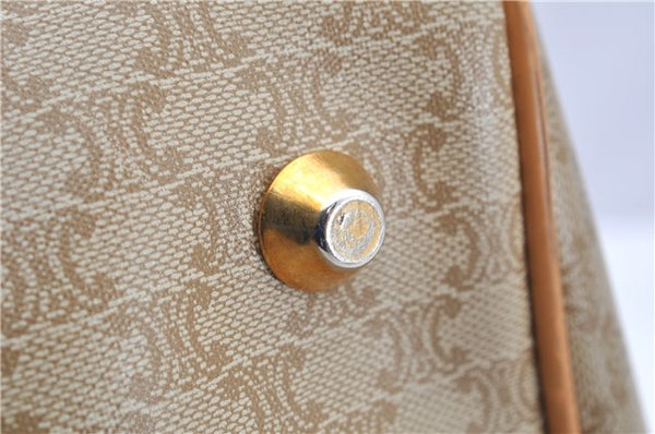 Authentic CELINE Macadam Blason Pattern Hand Boston Bag PVC Leather Beige 2049G