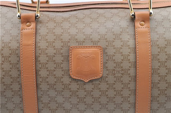 Authentic CELINE Macadam Blason Pattern Hand Boston Bag PVC Leather Beige 2049G