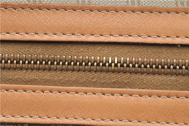 Authentic CELINE Macadam Blason Pattern Hand Boston Bag PVC Leather Beige 2049G