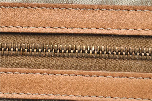 Authentic CELINE Macadam Blason Pattern Hand Boston Bag PVC Leather Beige 2049G