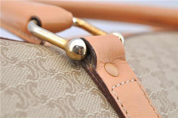 Authentic CELINE Macadam Blason Pattern Hand Boston Bag PVC Leather Beige 2049G