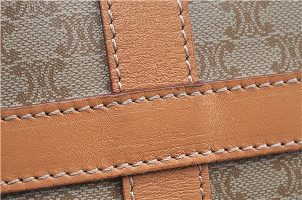 Authentic CELINE Macadam Blason Pattern Hand Boston Bag PVC Leather Beige 2049G