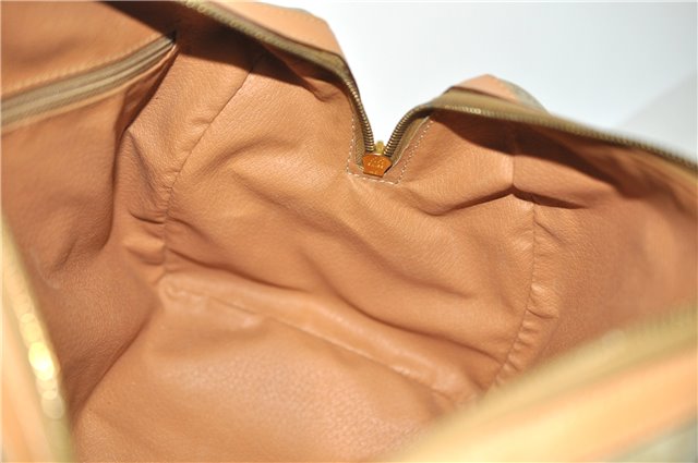 Authentic CELINE Macadam Blason Pattern Hand Boston Bag PVC Leather Beige 2049G