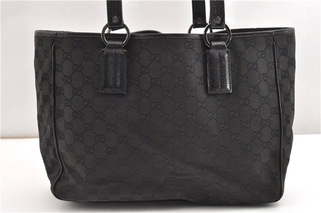 Authentic GUCCI Vintage Shoulder Tote Bag GG Canvas Leather 113017 Black 2053G