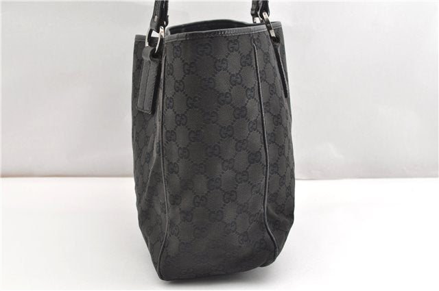 Authentic GUCCI Vintage Shoulder Tote Bag GG Canvas Leather 113017 Black 2053G
