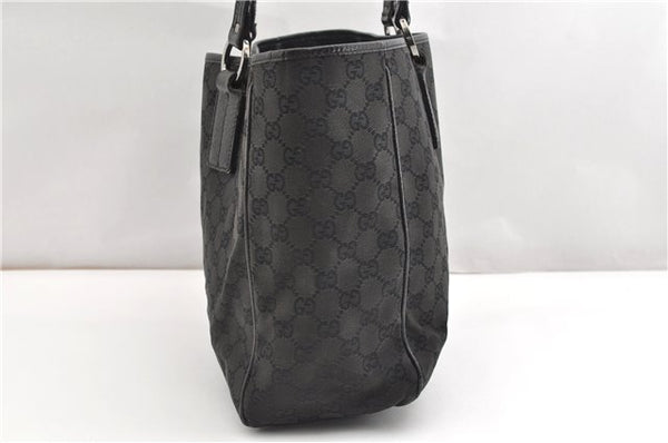 Authentic GUCCI Vintage Shoulder Tote Bag GG Canvas Leather 113017 Black 2053G