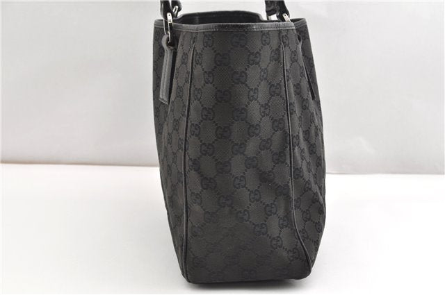 Authentic GUCCI Vintage Shoulder Tote Bag GG Canvas Leather 113017 Black 2053G