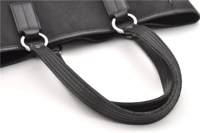 Authentic GUCCI Vintage Shoulder Tote Bag GG Canvas Leather 113017 Black 2053G