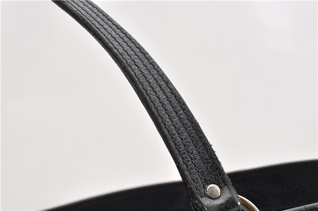 Authentic GUCCI Vintage Shoulder Tote Bag GG Canvas Leather 113017 Black 2053G